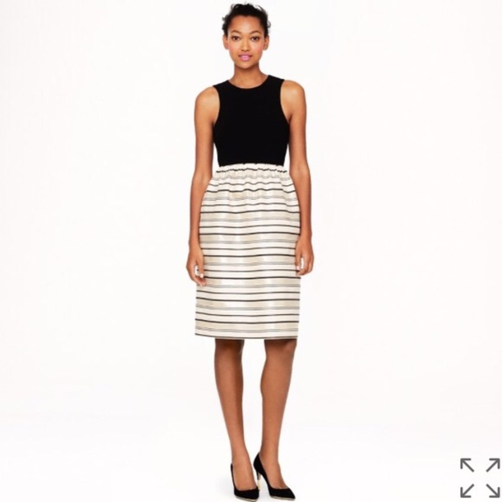 J Crew black and gold striped dress